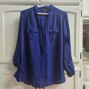 FYLO Royal Blue Button-Up Blouse